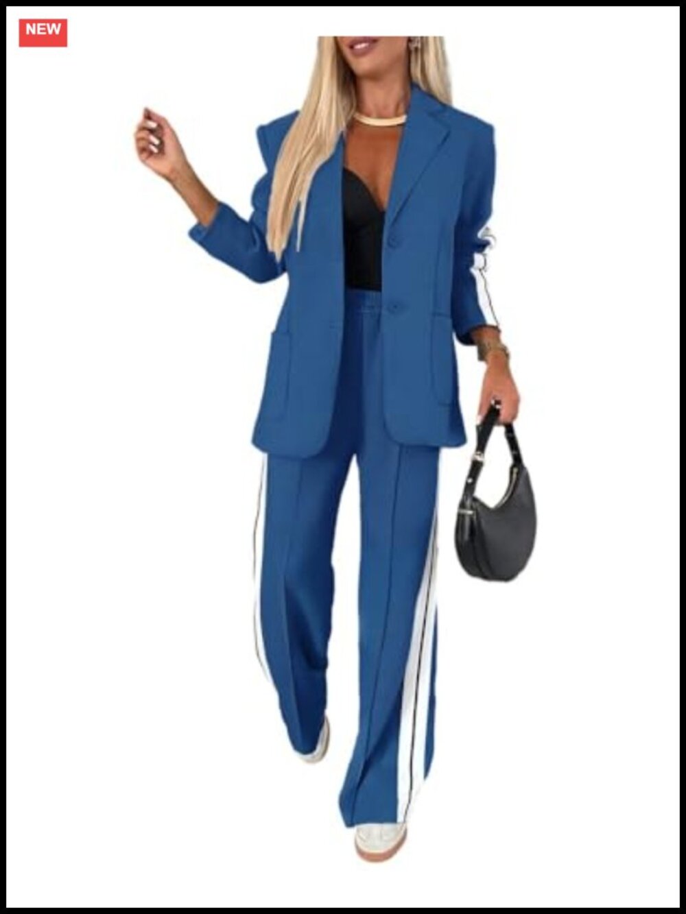 Women's 2 Piece Suit Set Jacquard Blazer Wide Leg Pants